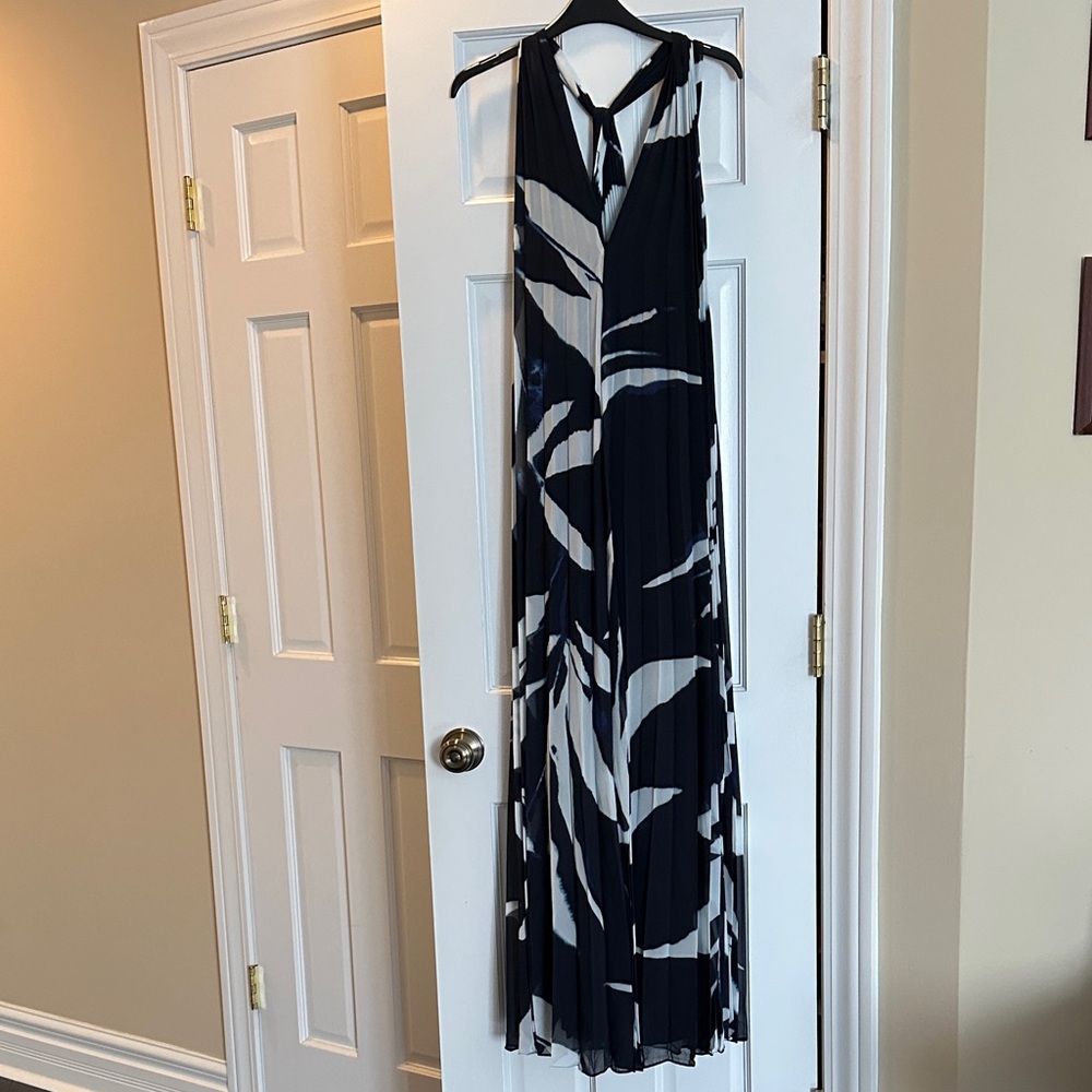 Banana Republic Pleated Georgette Open Back Maxi Dress